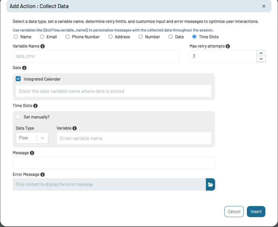 Configure Time Slots