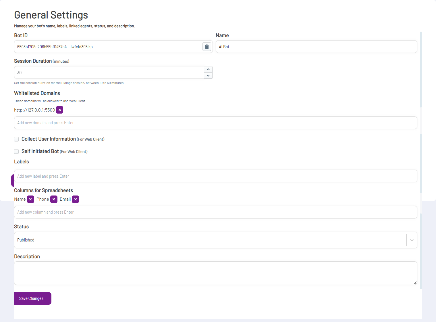 Communication Channels Configuration