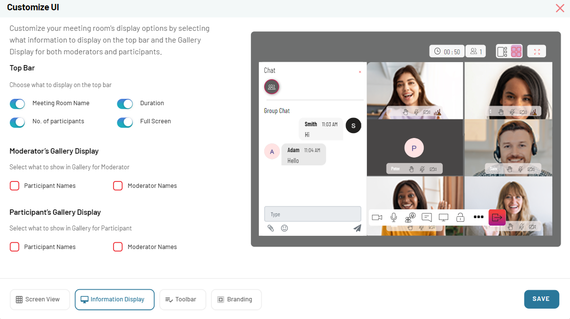 Configure Information Display