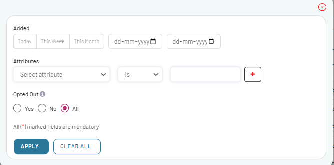 Export Contacts filter